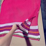 Moments Collection swimsuit cover knit net poncho pullover, sz M Pink Size M Photo 6