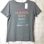 Nine West  Womens Short Sleeve Crewneck Teacher Inspiration Gray Graphic Tee Sz M Photo 8