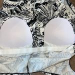 Azul Womens Tropical Ruched Front One Piece Swimsuit Black White Size 18 Photo 5