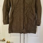 Abercrombie & Fitch Parka coat removable fur hood midi length size Small FLAW Photo 2