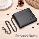 Chain Wallets for Men, RFID Blocking Genuine Leather Bifold Wallet with Sturdy Chain Photo 2