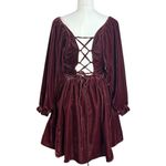 Free People  Dainty Renaissance Daphne Velvet Mini Dress Burgundy Brown Medium Photo 11