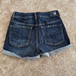 American Eagle  Hi- Rise Shortie Dark Wash Rolled Bottoms Casual Size 6 Summer Photo 1