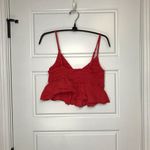 Urban Outfitters Shirred Ruffle Crop Top Women's Size Medium 100% Cotton Red Photo 2
