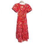 Anthropologie Somerset Maxi Dress XXSP Red Geometric Poplin Cottagecore Photo 5