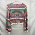 Lush Clothing LUSH Nordstrom women's pink striped knit crocheted‎ cropped pointelle sweater S Photo 5