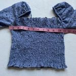 Topshop Lace Puff Sleeve Smocked Crop Top Blue Floral Mesh Size 0 Photo 3