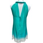 Greylin Anthropologie 100% Silk Turquoise Ombré Halter Draped Hem Size S Photo 2