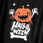 PatPat Halloween Pumpkin and‎ Fluorescent Letter Print Black Long Photo 2