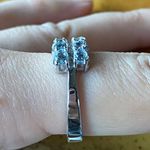 Natural Aquamarine White Diamond Sterling Silver Ring Size 8.75 Photo 2