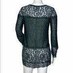 Free People Shirt Womens XS Hunter Green Lace New Romantics Blouse Lace Bohemian Photo 2
