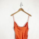 ZARA  Orange Satin Draped Effect Mini Dress Size Large Ruched Cocktail Halloween Photo 11