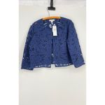 Coldwater Creek Coldwater Creek Midnight Blue Women's Cotton Blend Cardigan Laced Shrug Size PM Photo 6