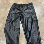 NWT Stylish Black Faux Leather cargo pants Size 2X Photo 0