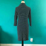 LRL Lauren Ralph Lauren Navy Stripe Cotton Collared Long Sleeve Midi Dress S Blue Photo 2