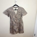 Gap  Denim Flutter Sleeve‎ Button Front Leopard Dress Size M Photo 2