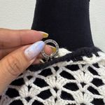 White Crochet Cardigan with Black Trim Photo 5