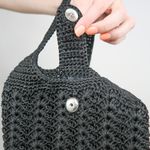 Retro 90s Black Crochet Crossbody Mini Bag Purse Photo 3