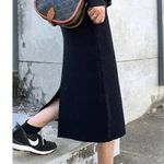 Napa Valley Vintage Black Midi Skirt Back Slit & Pockets size 14 Size M Photo 0