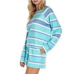 Wildfox Blue Striped Sweatshirt & Short Lounge Set Sz M NWT Photo 4
