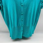 Willi Smith Women Cotton Blend Teal Cardigan w/Short Ruffled Trim Sleeve-Size XL Photo 2