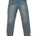 Loft Skinny Crop Light Wash Nautical Lace Up Hem Stretch Mid Rise Jeans, Sz 4 Photo 4