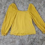A New Day Square Neck Bubble Sleeve Embossed Stripe Blouse Yellow Size Small Photo 8