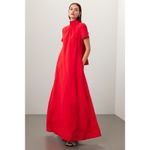 STAUD  Ilana Red High Neck A-Line Short Sleeve Long Cocktail Dress Size Small Photo 1