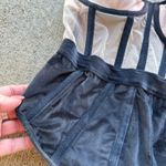 Victoria's Secret  36D Very Sexy Applique Velvet Mesh Thong Bodysuit Black Nude Photo 2