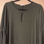 Love Riche  Black Ribbed Bell Wide Sleeve Swing Shift Knee Dress Size MEDIUM Boho Photo 2