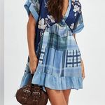 Free People 🆕  | PRINTED AGNES MINI DRESS | INDIGO COMBO | SZ: XS Photo 4