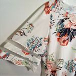 Casual Dress White Multicolor Floral Sheer Stripes L Size L Photo 6