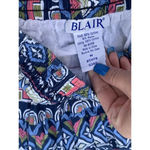Blair  Vintage Skirt Elastic‎ Waist Size medium blue pink cottage Geometric Photo 2