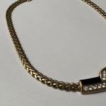 Swavorski Swarovski Swan Signed Black Enamel / Crystal Rhinestone / Gold Tone Necklace Photo 2