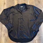 Good American  Black Satin Buttondown Shirt L/XL Photo 2