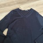 Willi Smith Navy Blue V Neck Knit Sweater Long Sleeve Side Slits Womens XL Photo 2