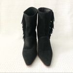 Bernardo FELIX Black Suede Pointed Slip On Ankle Boot Fringe Trim 6.5 Round Heel Photo 3