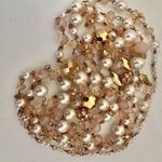 Faux pearl pink crystal gold tone long beaded necklace Photo 1