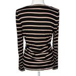 Veronica Beard  Top M Womens Shailee Black Striped‎ Ribbed Henley Long Sleeve Photo 5