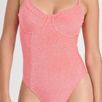 Good American  Sparkle Show Off Underwire One Piece Swimsuit Coral Pink size 4 Photo 0
