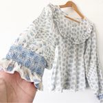 Love Shack Fancy Goldie Long Sleeve Button Down Blouse in White Floral Photo 3