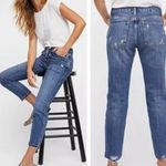 Free People  We the Free Medium Wash Distressed Raw Hem Straight Leg Jeans 26 Photo 1