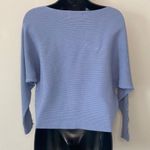 Magaschoni  Blue Boatneck Sweater Shirt Size Medium Thick Blanket Stitch Details Photo 0