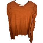 Free People  We The Free Orange Ruched Sleeve Long Sleeve Shirt Photo 0