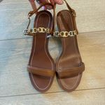 Tory Burch  Gemini Link 65mm Sandal Heel Royal Tan Leather Size 9 Photo 3