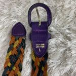 Multicolor Bright Braided Leather Belt Large Purple Photo 3