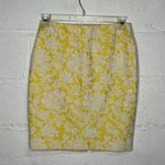 Ann Taylor Women's Yellow White Magnolia Floral Jacquard Pencil Skirt Size 4 Photo 0