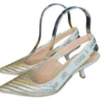 Dior Christian  Nude Chrome Shoes With Crystal On The Side Ribbon Band. Photo 0