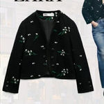 ZARA NEW STRUCTURED EMBROIDERED CARDIGAN TOP SHORT OPEN WOMENS SIZE L Photo 0