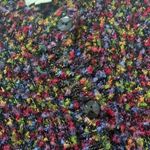 Northern Isles womens large multicolor sweater puffy cute unigue rainbow cardiga Blue Photo 3